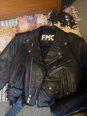 FMC Black Leather Moto Jacket M